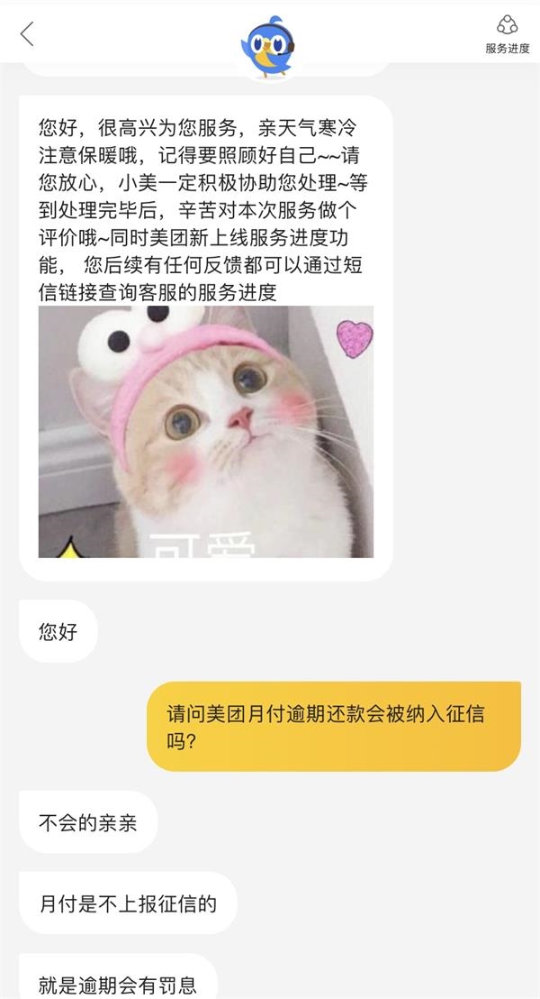 美团月付逾期影响个人征信?客服称不影响个人信用但有罚息