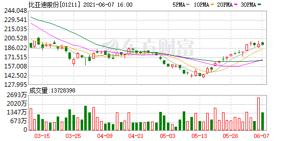 比亚迪:前5月新能源汽车销量同比增长143.41%