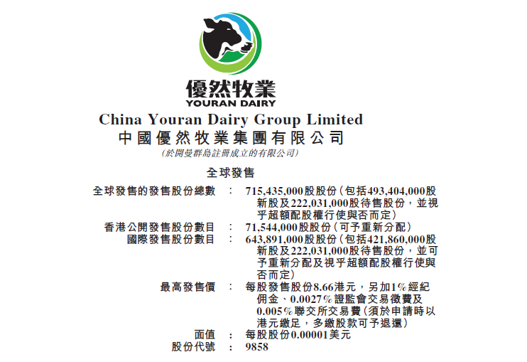 优然牧业港股IPO启动全球发售